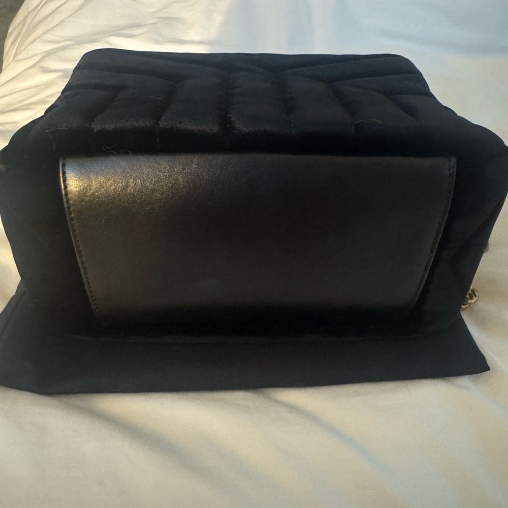 Saint Laurent Black Velvet Puffer Crossbody Bag with Gold Hardware - Picture 8 of 9